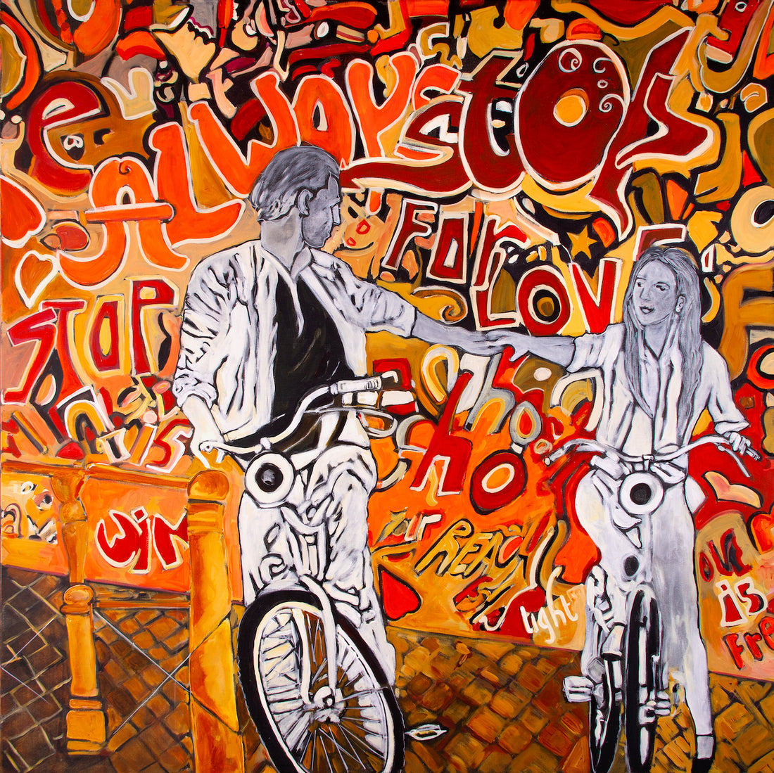 ALWAYS STOP FOR LOVE - 48" x 48" - Acrylic on Canvas