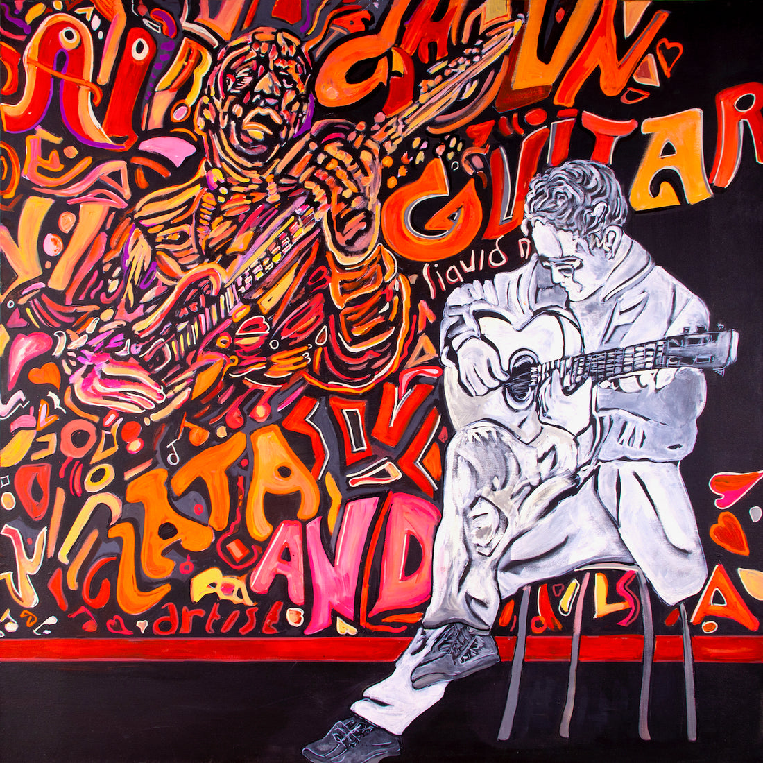 A TASTE OF FLAMINGO - 48" x 48" - Acrylic on Canvas