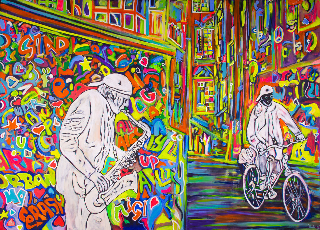 STREET JAMMING - 50" x 70" - Acrylic on Canvas